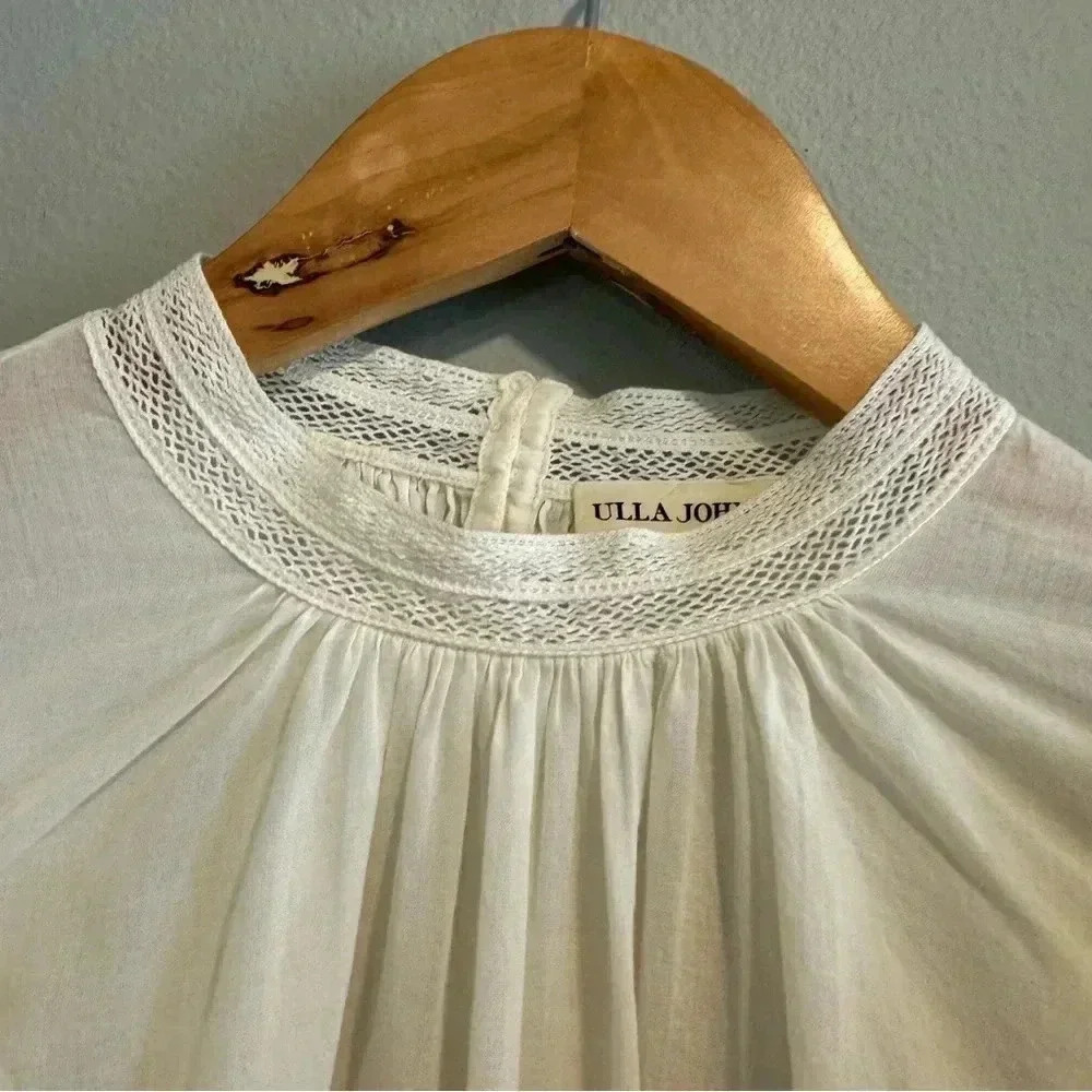 Ulla Johnson Annetta Cotton Ruffle Blouse Long Sleeve Embroidered Boho Peasant 2 - Picture 9 of 13